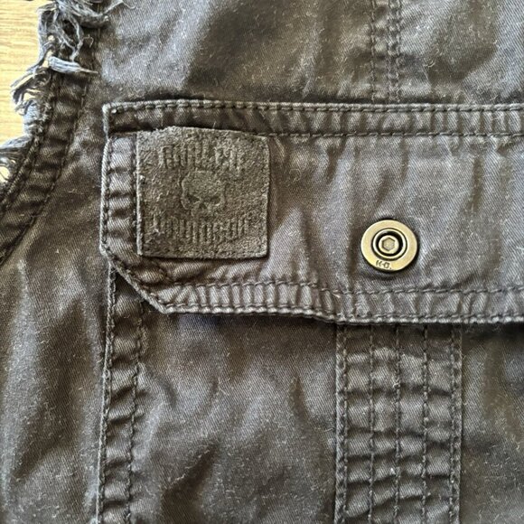 Harley Davidson Shirt Mens M Black Pockets Biker Tank Cut Off Distressed Logo - Picture 7 of 15